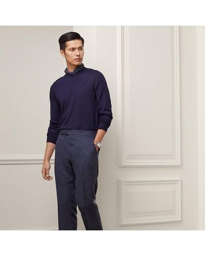 Ralph Lauren Purple Label Ralph Lauren Gregory Hand-tailored Silk-linen Trouser - Blue
