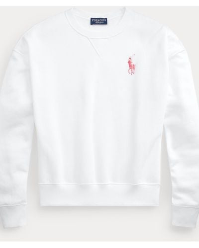 Ralph Lauren Rundhals-Sweatshirt mit Pink Pony - Weiß