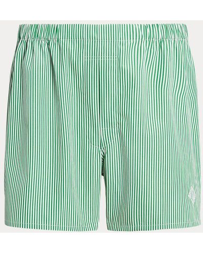 Ralph Lauren Purple Label Monogram Striped Woven Cotton Boxer - Green