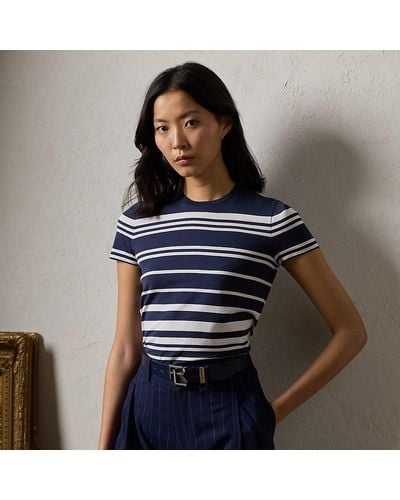 Ralph Lauren Collection Variegated Striped Jersey Tee - Blue