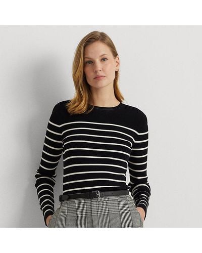 Lauren by Ralph Lauren Striped Crewneck Sweater - Black