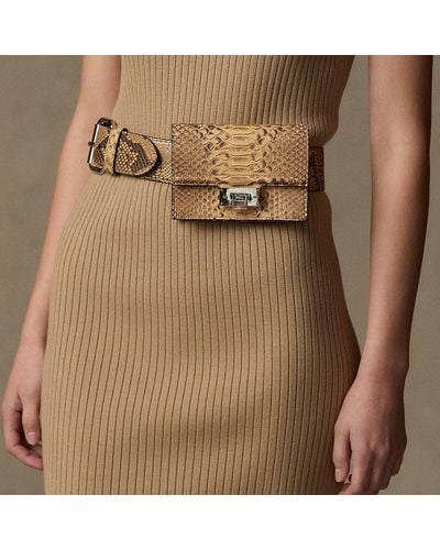 Ralph Lauren Collection Python Hinge-lock Belt Bag - White