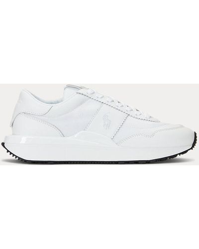 Polo Ralph Lauren Sneaker Train 89 in pelle e Oxford - Bianco