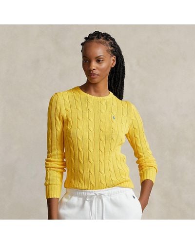 Ralph Lauren Cable-knit Cotton Crewneck Sweater - Yellow