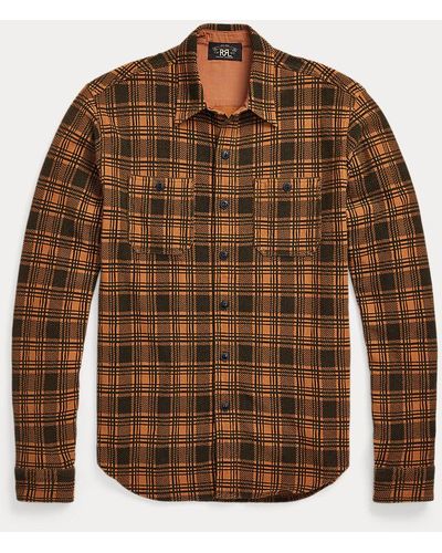 RRL Camicia in jersey a quadri - Marrone