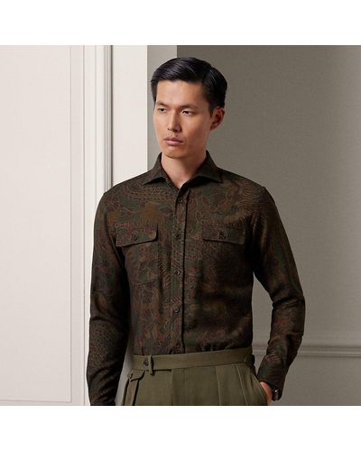 Ralph Lauren Purple Label Wollhemd mit Paisley-Motiv - Grau