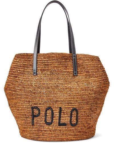 Polo Ralph Lauren Polo Raffia Large Tote Bag - Natural