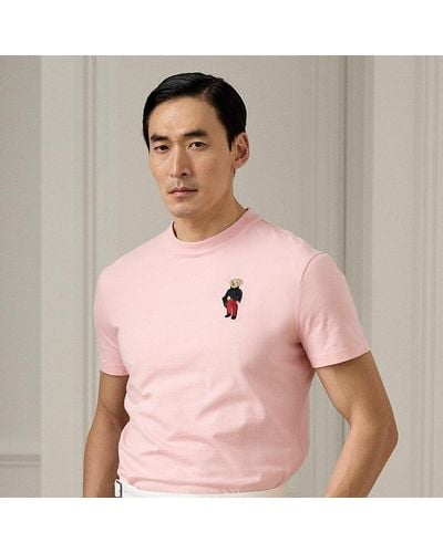 Ralph Lauren Purple Label T-Shirt Lunar New Year mit Polo Bear - Pink