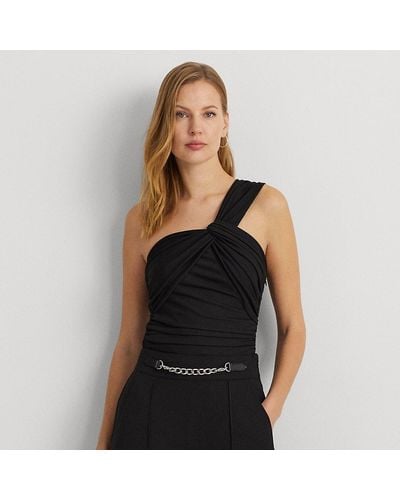 Lauren by Ralph Lauren Ralph Lauren Twist-front Jersey One-shoulder Top - Black