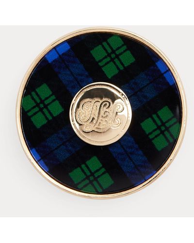 Ralph Lauren Goudkleurige Pin Met Geruite Logo - Blauw