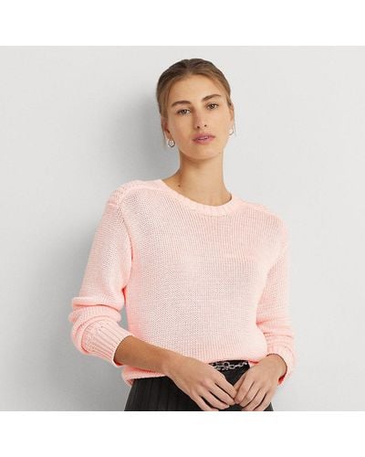 Lauren by Ralph Lauren Rundhalspullover aus Baumwollmischung - Pink