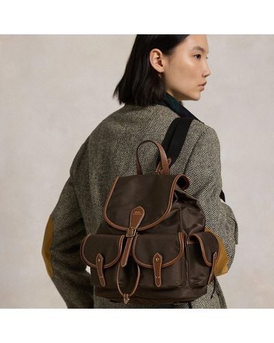 Ralph Lauren Leather-trim Nylon Bellport Backpack - Brown