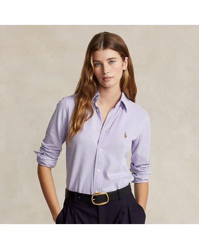 Polo Ralph Lauren Slim Fit Knit Cotton Oxford Shirt - Purple