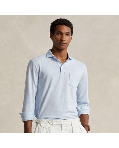 Polo Ralph Lauren Cotton-linen Mesh Polo Shirt - Blue