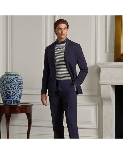 Ralph Lauren Purple Label Gregory Linen-silk Suit Trouser - Blue