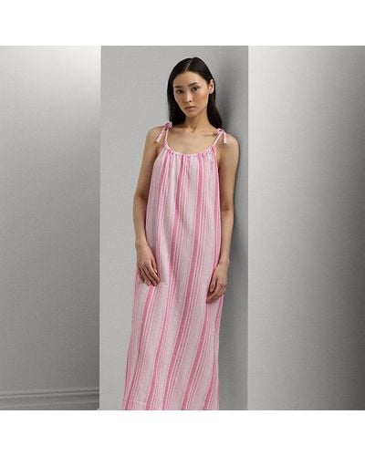 Lauren by Ralph Lauren Ralph Lauren Striped Cotton Gauze Ballet Nightgown - Pink