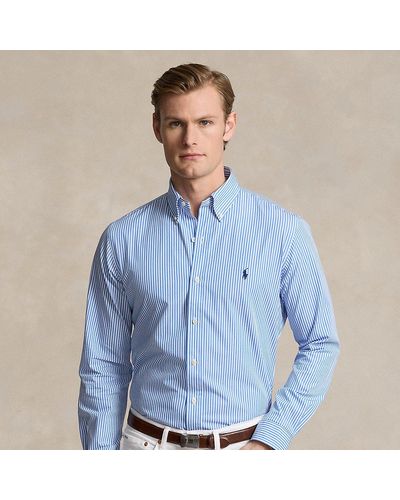 Ralph Lauren Classic Fit Striped Stretch Poplin Shirt - Blue