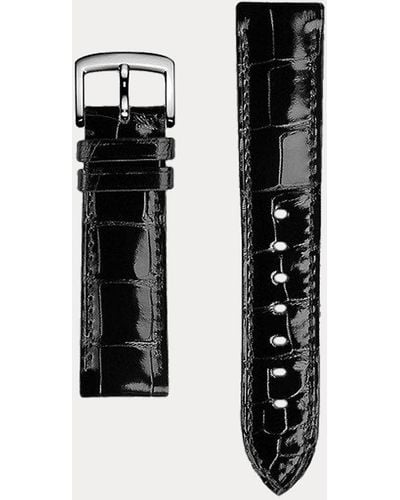 Polo Ralph Lauren Alligatorleren Horlogeband - Zwart