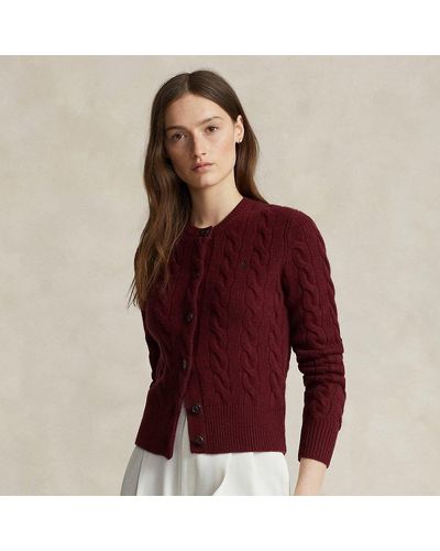 Polo Ralph Lauren Cable-knit Wool-cashmere Cardigan - Red