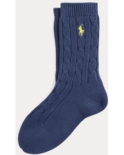 Polo Ralph Lauren Crew-Socken mit Zopfmuster - Blau