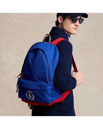 Polo Ralph Lauren Logo-embroidered Canvas Backpack - Blue