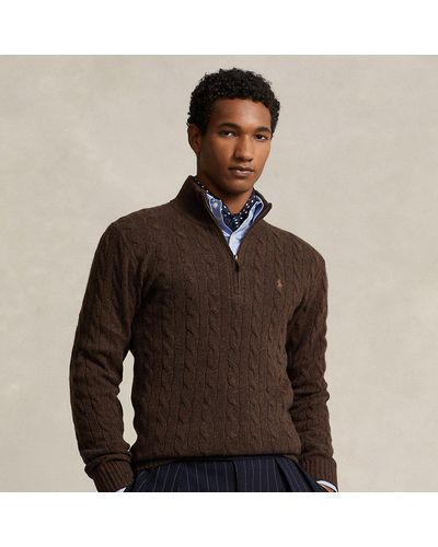 Ralph Lauren Cable-knit Wool-cashmere Sweater - Brown