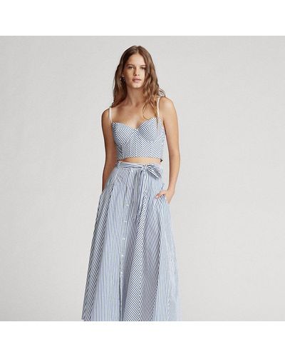 Ralph Lauren Striped Cotton A-line Skirt - Blue