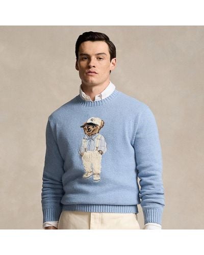 Polo Ralph Lauren Baumwollpullover mit Polo Bear - Blau