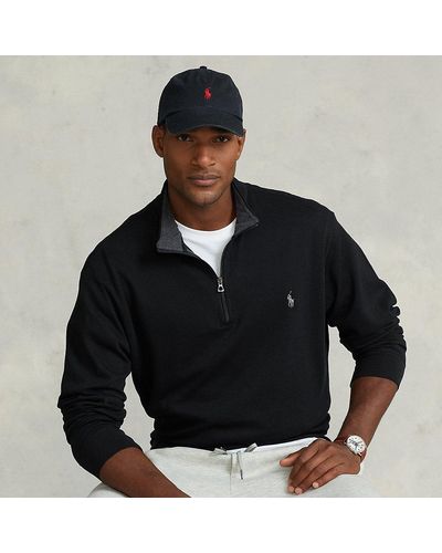 Ralph Lauren Taglie Plus - Pullover in jersey con cerniera - Nero