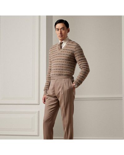 Ralph Lauren Purple Label Pantalón Gregory de lana hecho a mano - Marrón