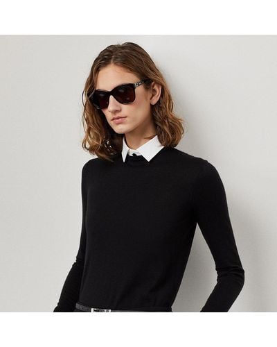 Ralph Lauren Collection Woven-collar Cashmere Sweater - Black