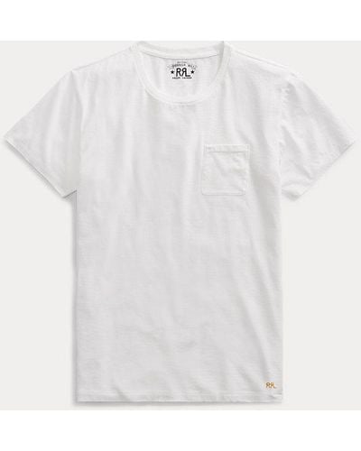 RRL Camiseta de punto con bolsillo - Blanco