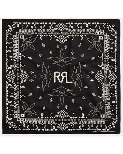 RRL Logo Cotton Bandana - Black