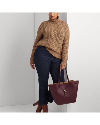 Lauren Ralph Lauren Whitney Medium Crochet Straw Tote Bag