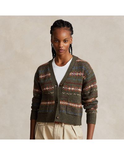 RRL & Co. V-Neck Long Sleeve Cardigan - Grey Sweaters, Clothing -  WRRLL28806