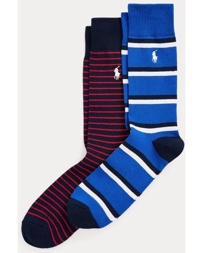 Polo Ralph Lauren Striped Cotton-blend Trouser Sock 2-pack - Blue