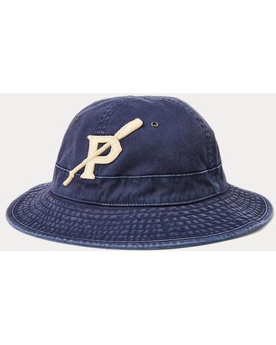 Polo Ralph Lauren Sombrero de pescador de sarga con parche - Azul