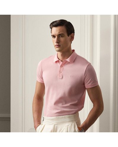 Ralph Lauren Purple Label Custom Slim Fit Logo Pique Polo Shirt - Pink