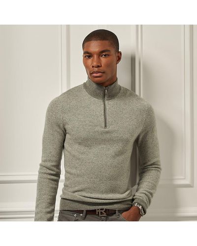 Ralph Lauren Purple Label Cashmere Quarter-zip Sweater - Gray