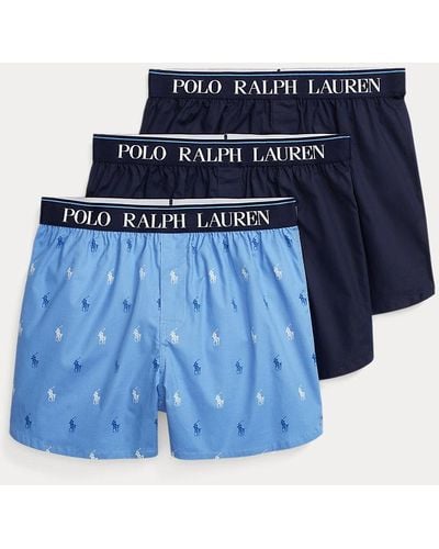 Polo Ralph Lauren Tres bóxers elásticos de algodón - Azul