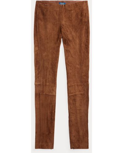 Ralph Lauren Pantaloni skinny in camoscio - Marrone