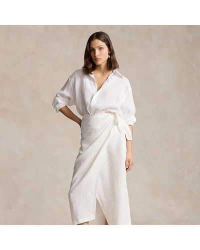 Polo Ralph Lauren Linen Wrap Skirt - Natural