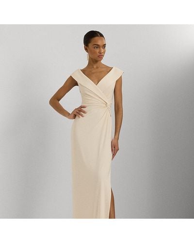 Lauren by Ralph Lauren Schulterfreies Abendkleid aus Jersey - Weiß