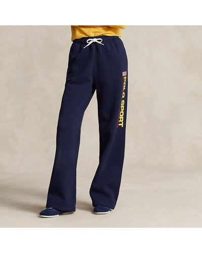 Polo Ralph Lauren Fleece Trainingsbroek Met Wijde Pijp - Blauw