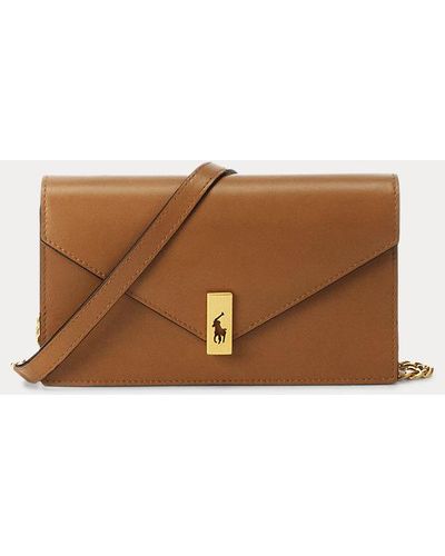 Polo Ralph Lauren Polo Id Leather Chain Wallet And Bag - Brown