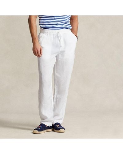 Ralph Lauren Pantalón con cordón de lino Relaxed Fit - Blanco