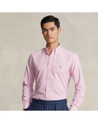 Polo Ralph Lauren Camisa Oxford Custom Fit con cuadros - Rosa