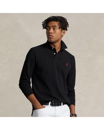 Polo Ralph Lauren Custom Slim Fit Mesh Polo-shirt - Zwart