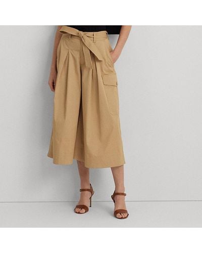 Lauren by Ralph Lauren Ralph Lauren Belted Micro-sanded Twill Cropped Pant - Natural