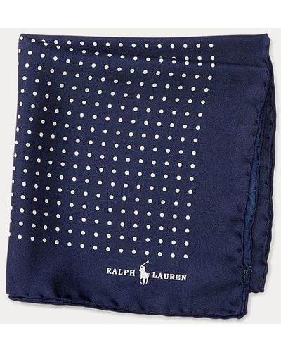 Polo Ralph Lauren Gepunktetes Einstecktuch aus Seide - Blau